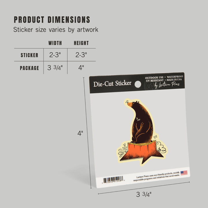 Midcentury, Black Bear, Vinyl Sticker