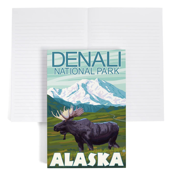 Lined 6x9 Journal, Denali National Park, Alaska, Moose Scene, Lay Flat, 193 Pages, FSC paper
