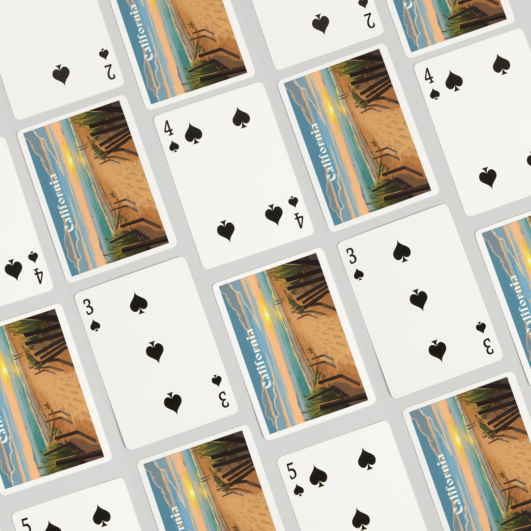 Playing Cards, California, Painterly, Sand Soul Sun, Beach Path, 52 Card Deck with Jokers in Box, Unique Art