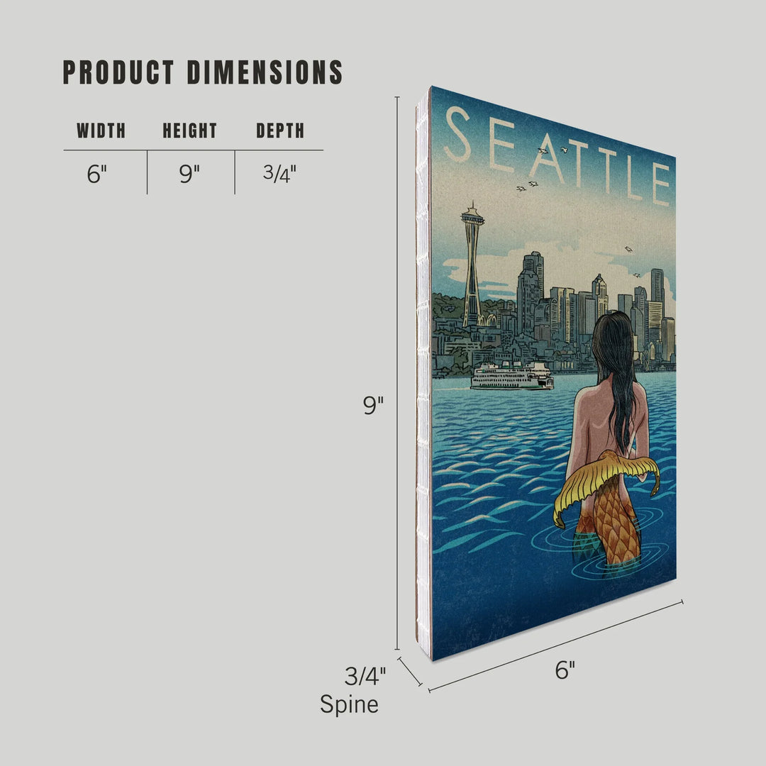 Lined 6x9 Journal, Seattle, Washington, Mermaid, Lay Flat, 193 Pages, FSC paper