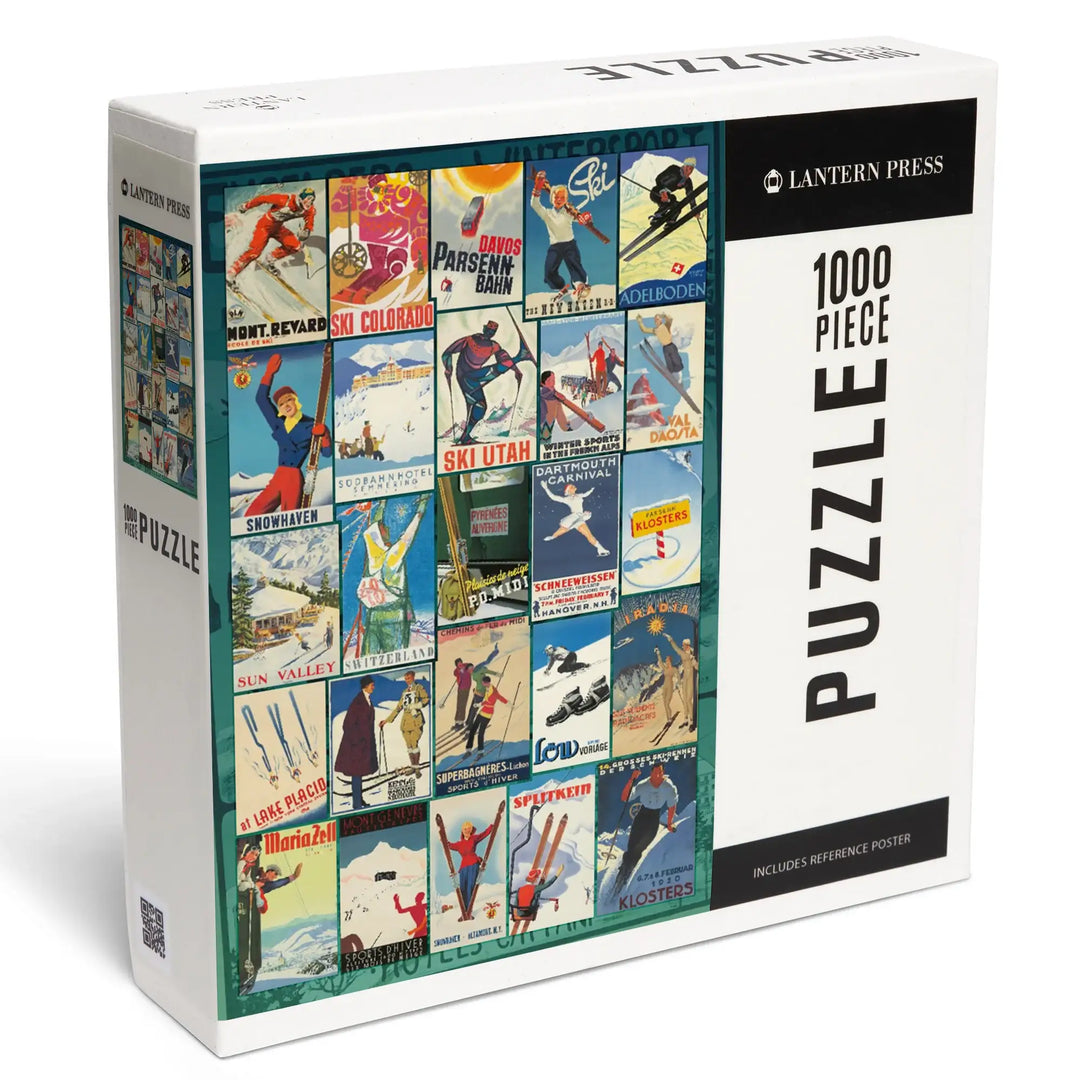 Vintage Ski Collage, Jigsaw Puzzle