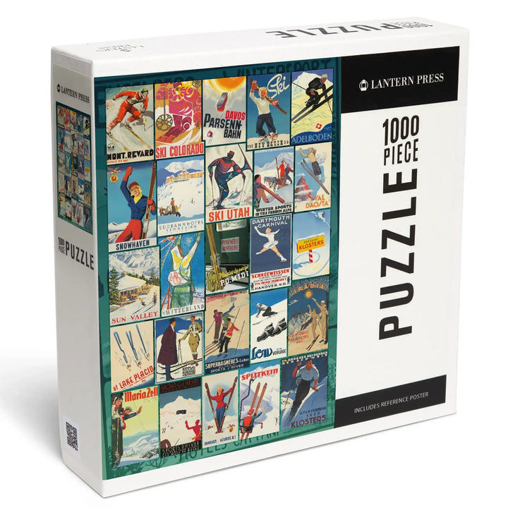 Vintage Ski Collage, Jigsaw Puzzle