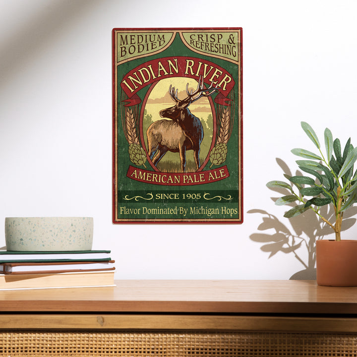 Indian River, Michigan, Elk Pale Ale Vintage Sign, Wood Sign and Postcards