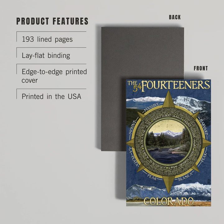 Lined 6x9 Journal, Rocky Mountain National Park, Colorado, The Fourteeners, Lay Flat, 193 Pages, FSC paper