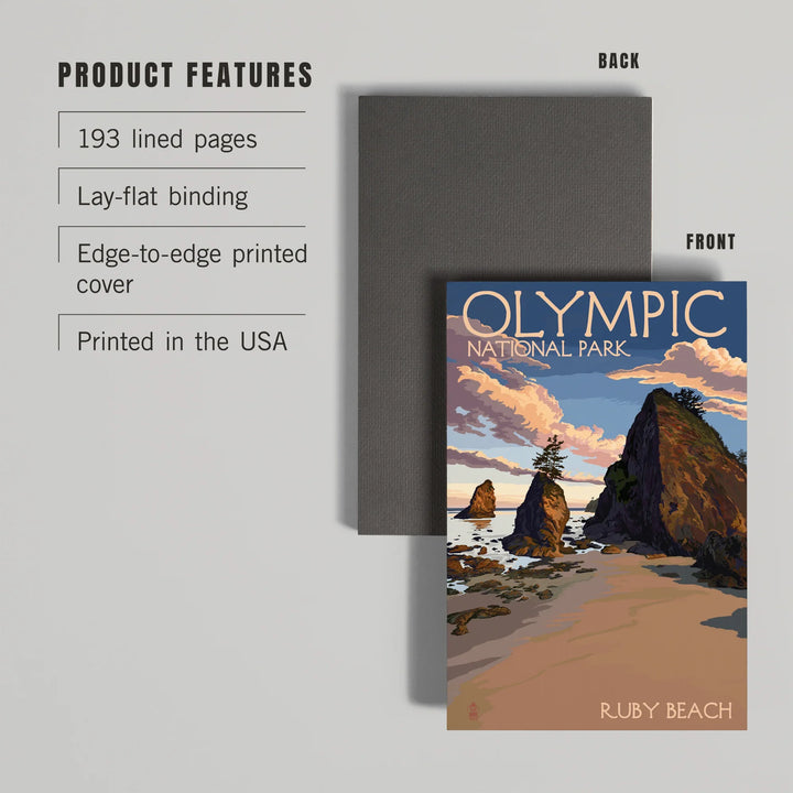 Lined 6x9 Journal, Olympic National Park, Washington, Ruby Beach, Lay Flat, 193 Pages, FSC paper