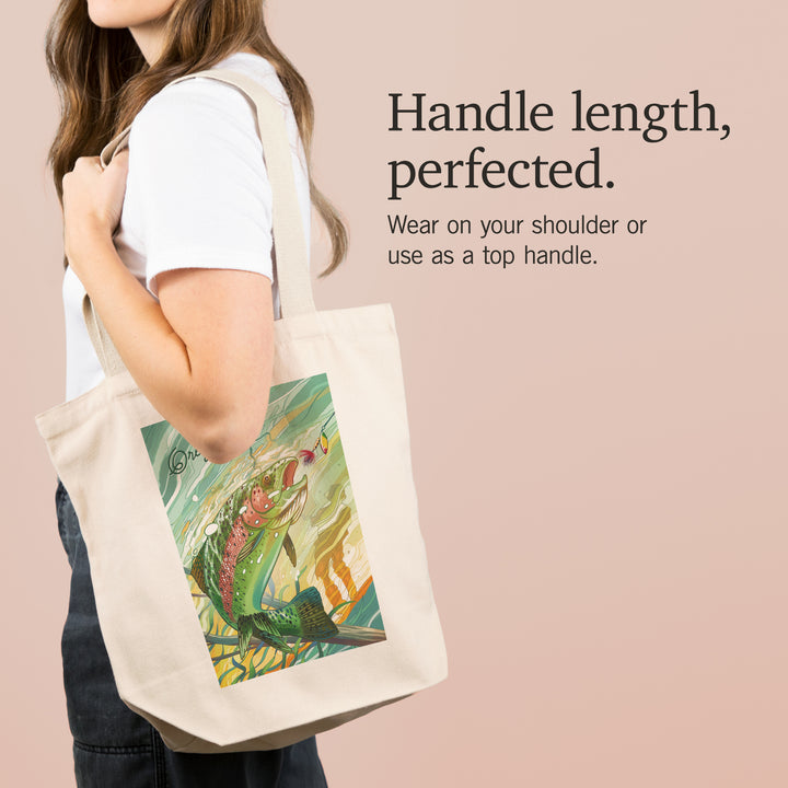 Oregon, Fishing, Underwater Trout canvas tote bag