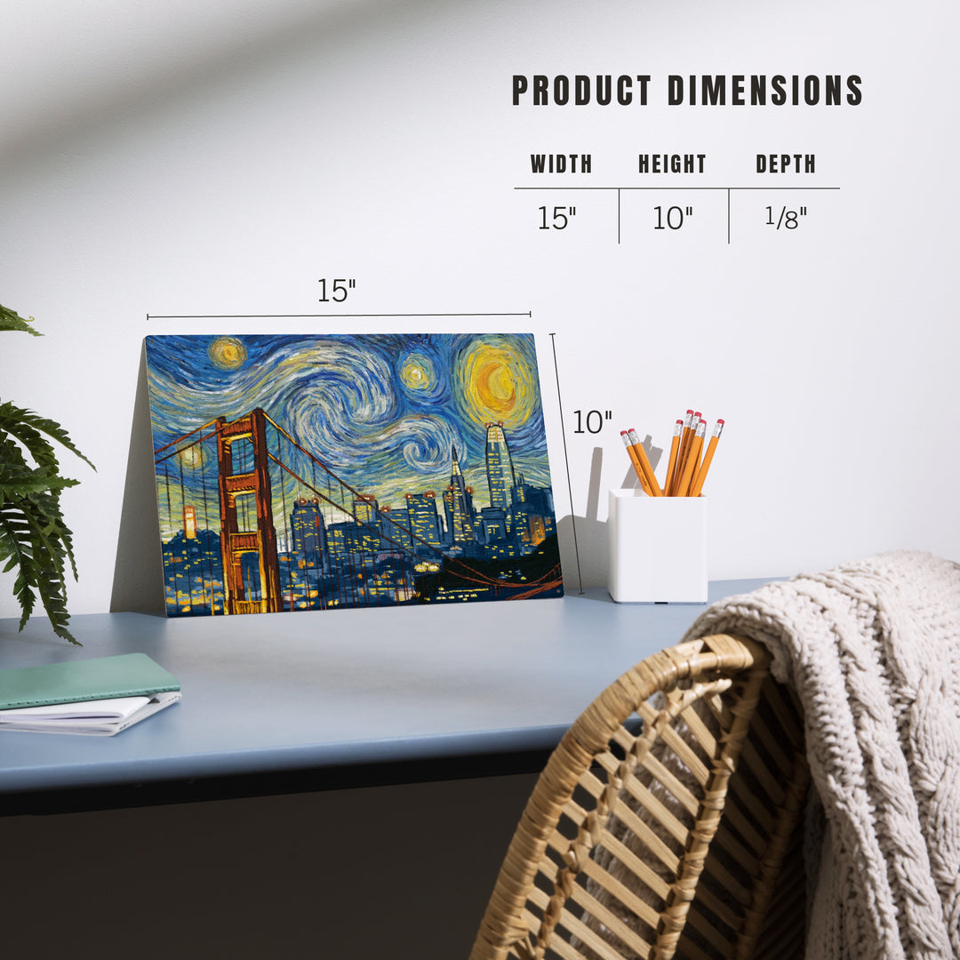 San Francisco, California, Starry Night City, Wood Sign and Postcards