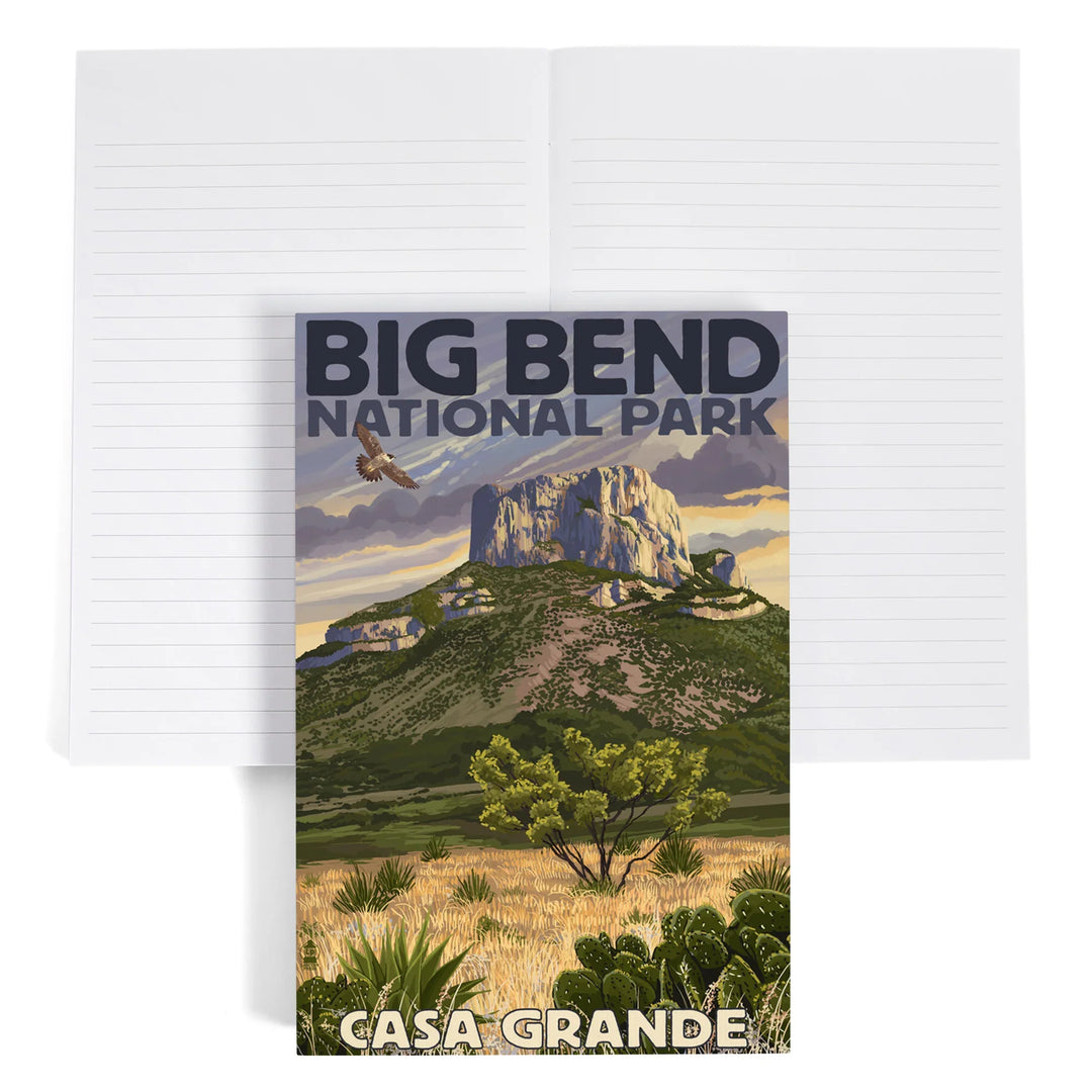 Lined 6x9 Journal, Big Bend National Park, Texas, Casa Grande, Lay Flat, 193 Pages, FSC paper
