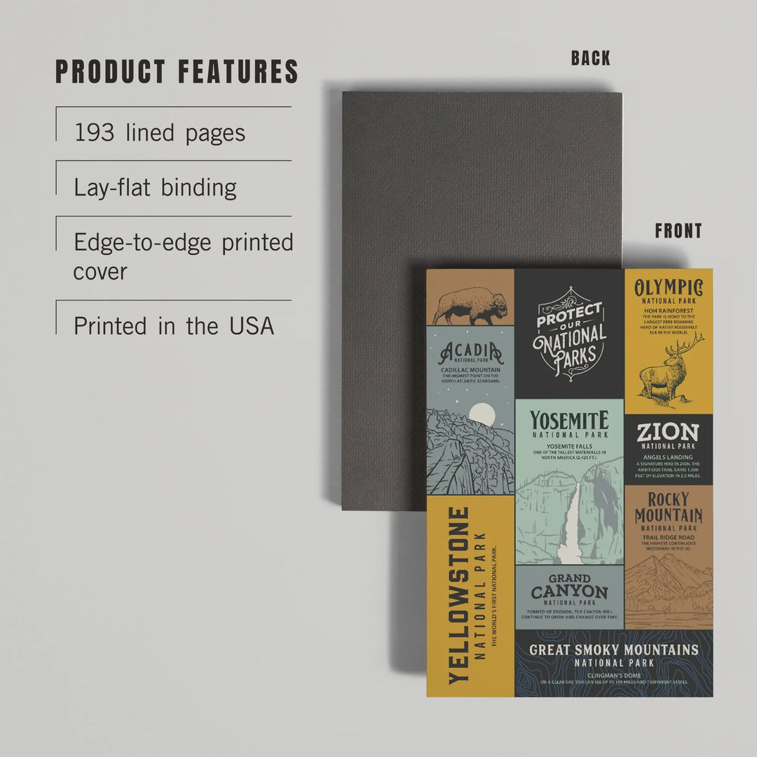 Lined 6x9 Journal, Protect our National Parks Collection, Wonder for All, Lay Flat, 193 Pages, FSC paper
