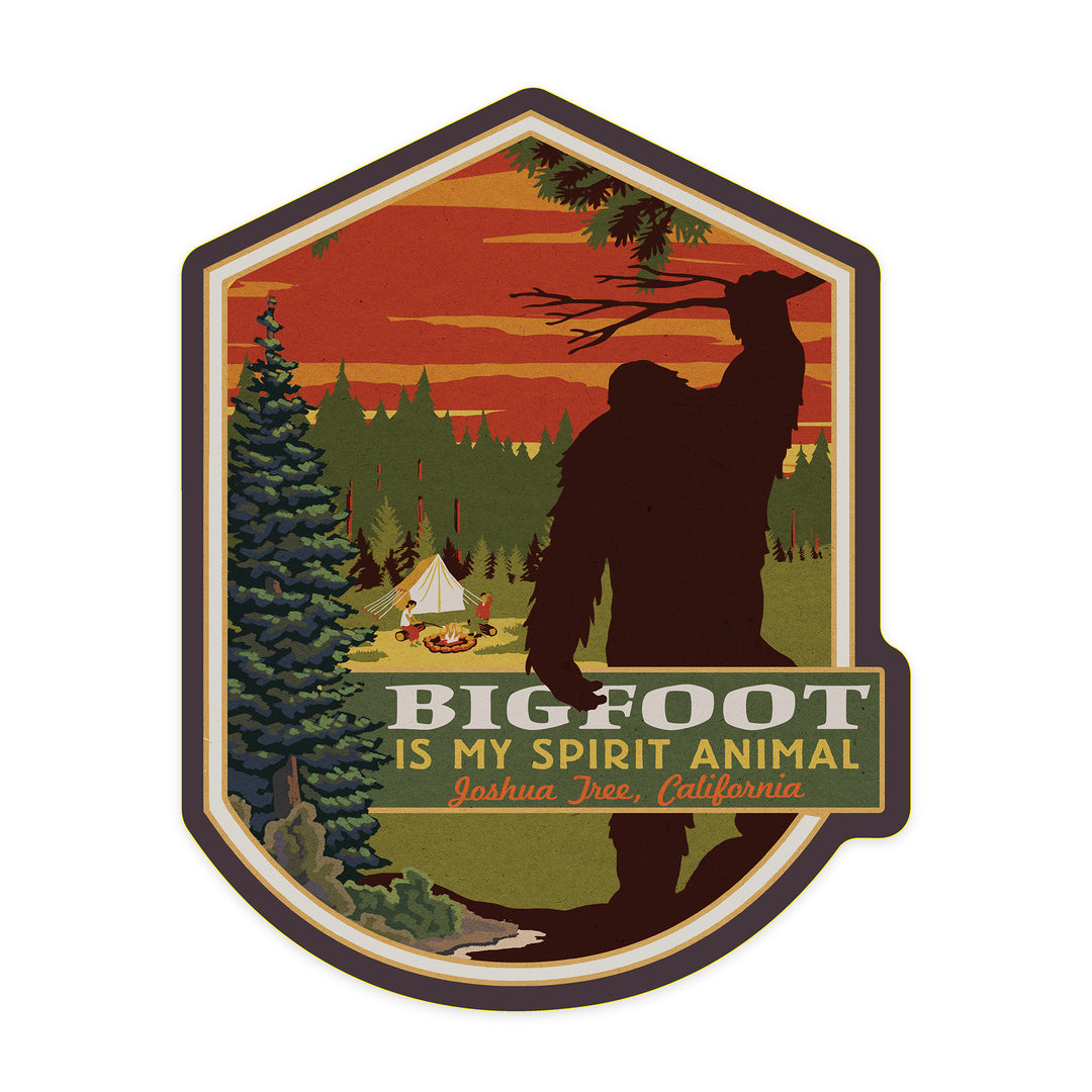 Joshua Tree, California, Bigfoot is my Spirit Animal, Contour, Vinyl Sticker