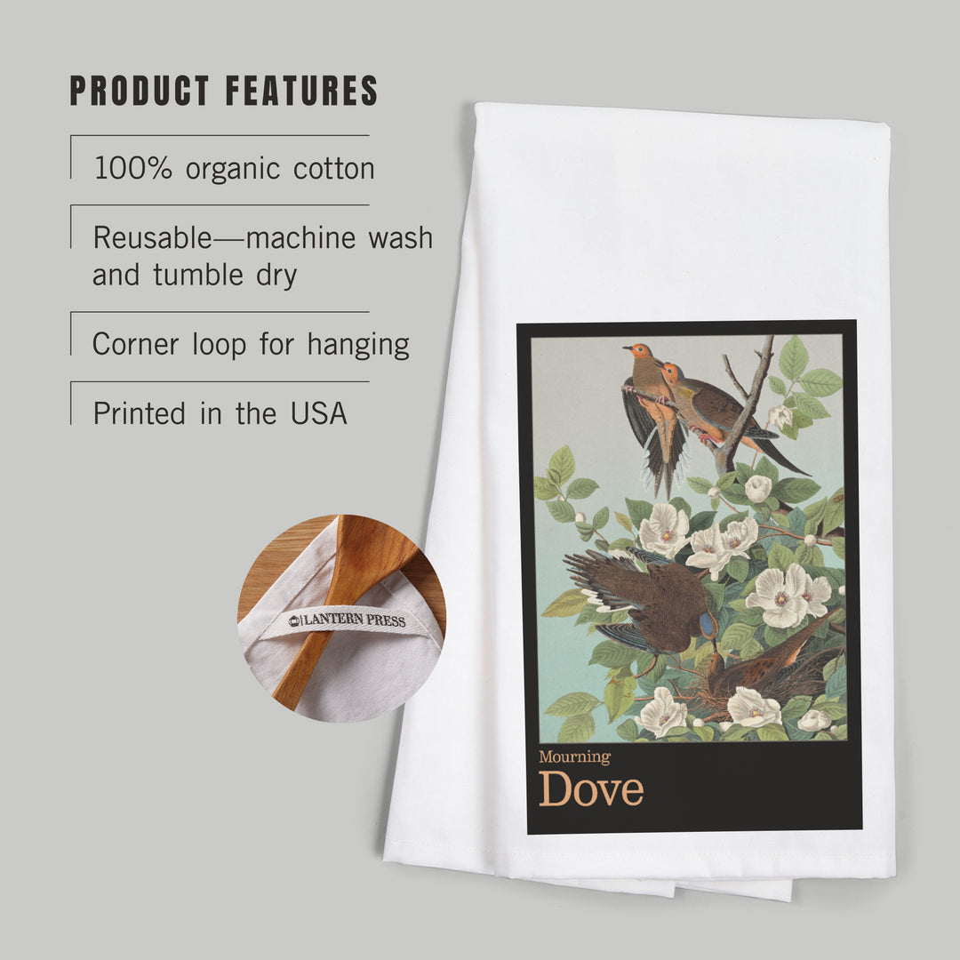 Audubon Birds North America Mourning Dove, Organic Cotton Kitchen Tea Towels
