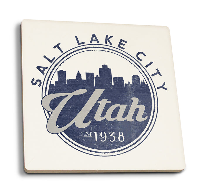 Salt Lake City, Utah, Skyline Seal (Blue), Coaster Set