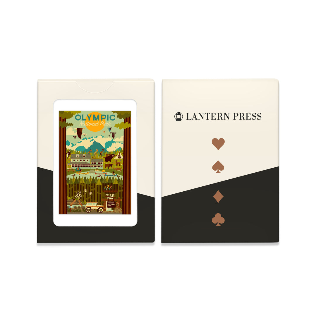 Playing Cards, Olympic National Park, Geometric National Park Series,, 52 Card Deck with Jokers in Box, Unique Art