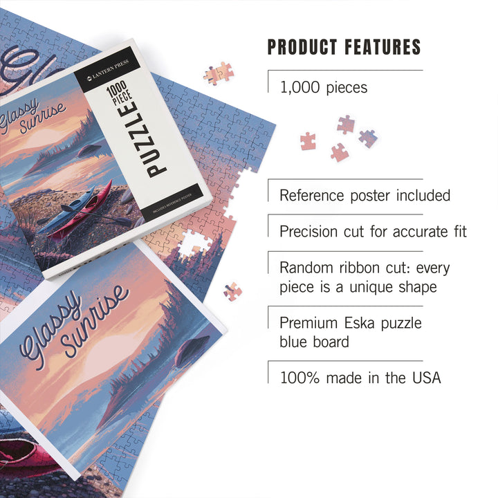 Glassy Sunrise, Kayak, 1000 Piece Jigsaw Puzzle