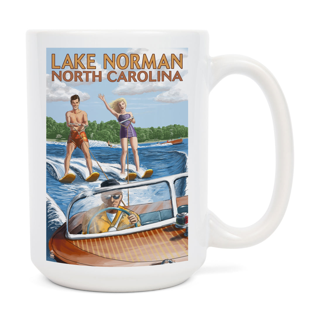 Lake Norman, North Carolina, Water Skiing, Lantern Press Artwork, Ceramic Mug