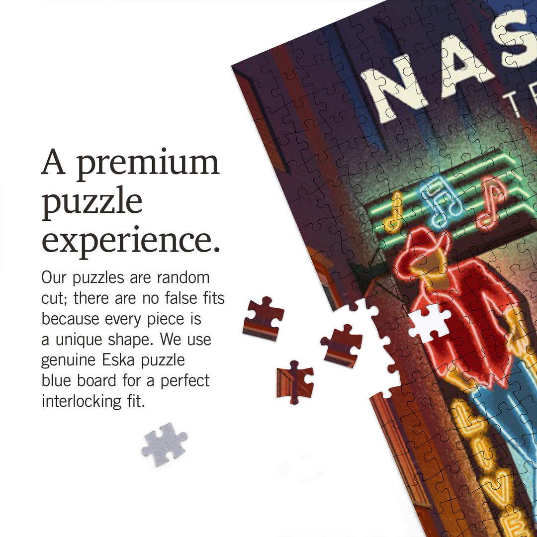 Nashville, Tennessee, Broadway Street Lithograph, Jigsaw Puzzle