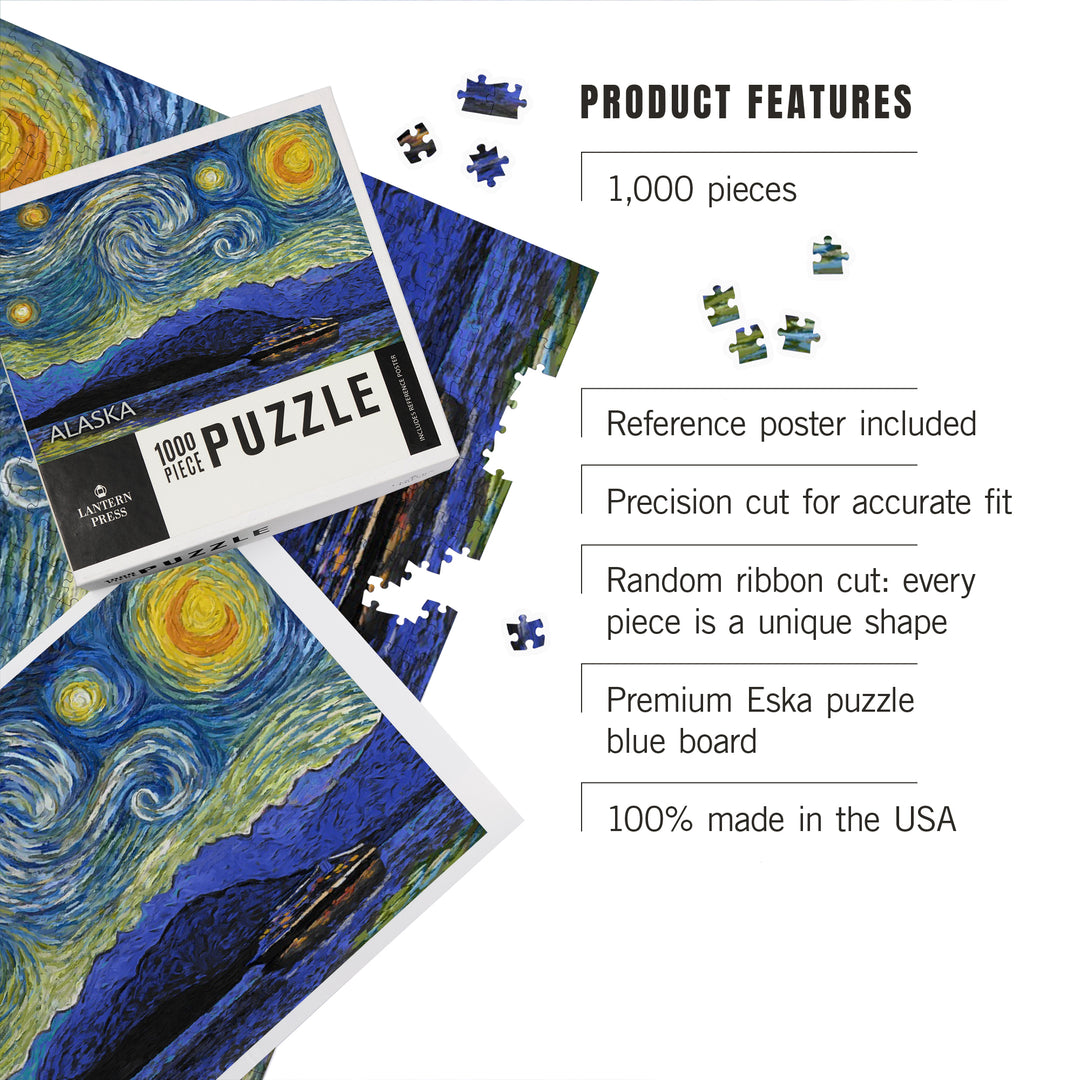 Alaska, Starry Night, Inside Passage, Jigsaw Puzzle