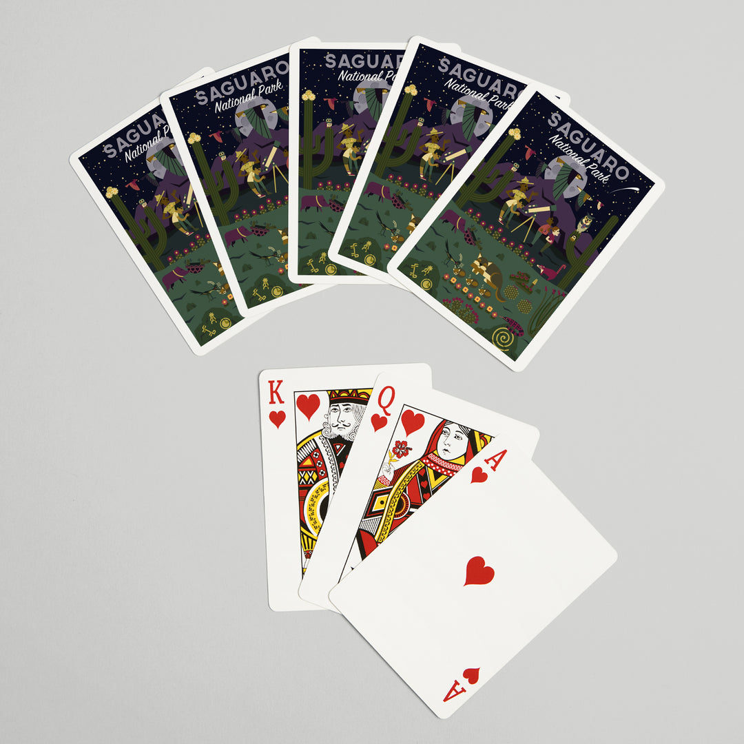 Playing Cards, Saguaro National Park, Arizona, Night, Geometric National Park Series, 52 Card Deck with Jokers in Box, Unique Art