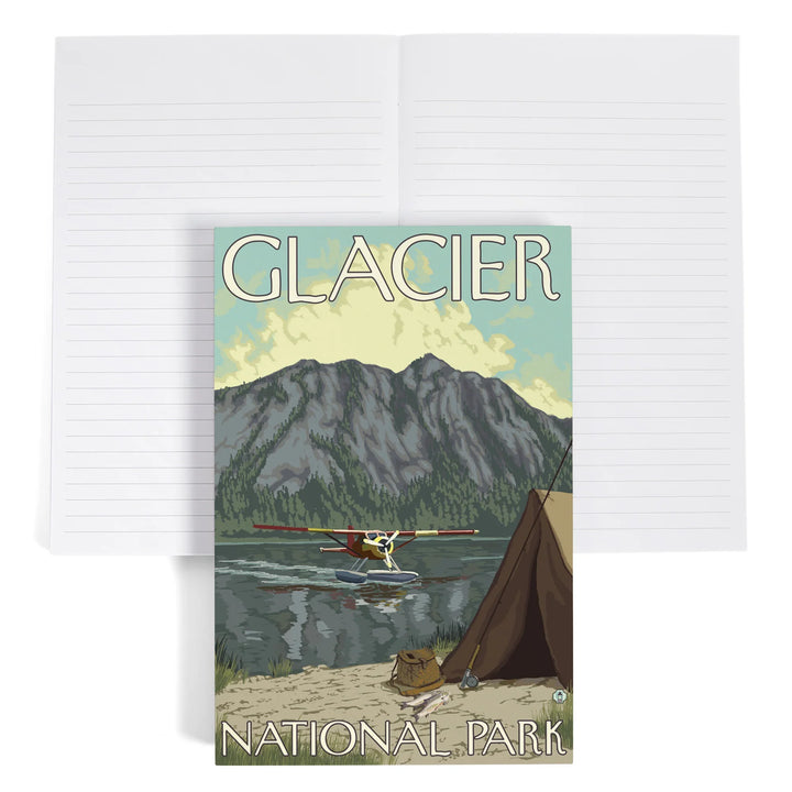 Lined 6x9 Journal, Glacier National Park, Montana, Bush Plane and Fishing, Lay Flat, 193 Pages, FSC paper
