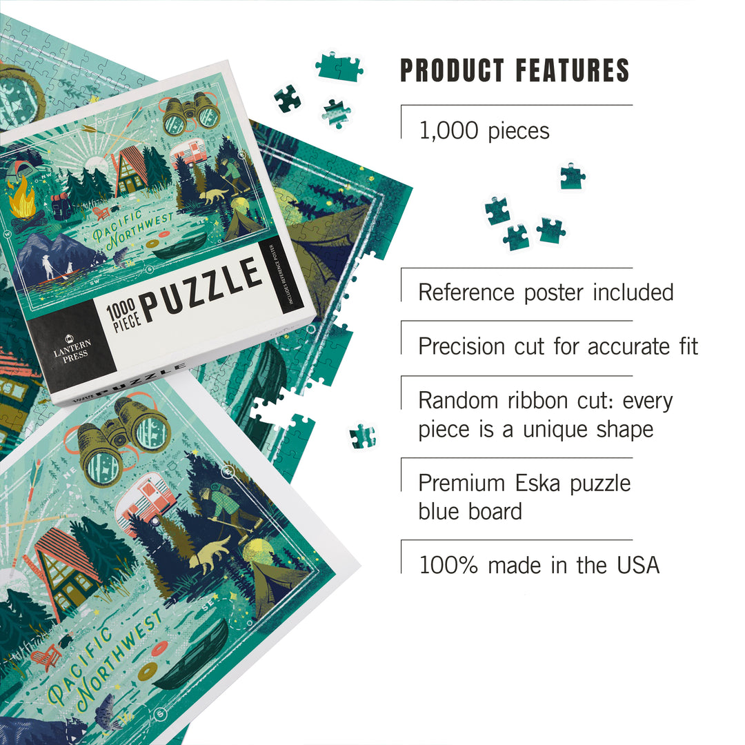 Pacific Northwest, Lake Life Series, Collage, Landscape With Mountain, 1000 Piece Jigsaw Puzzle