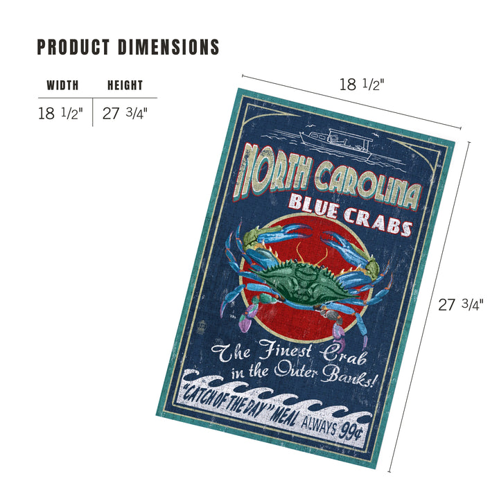 Outer Banks, North Carolina, Blue Crabs, Vintage Sign, Jigsaw Puzzle