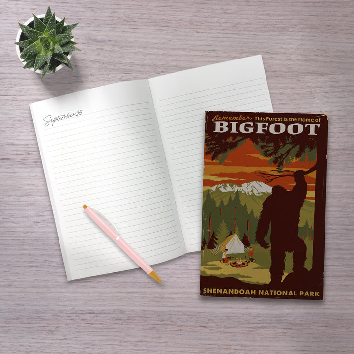 Lined 6x9 Journal, Shenandoah National Park, Virginia, Home of Bigfoot, Lay Flat, 193 Pages, FSC paper