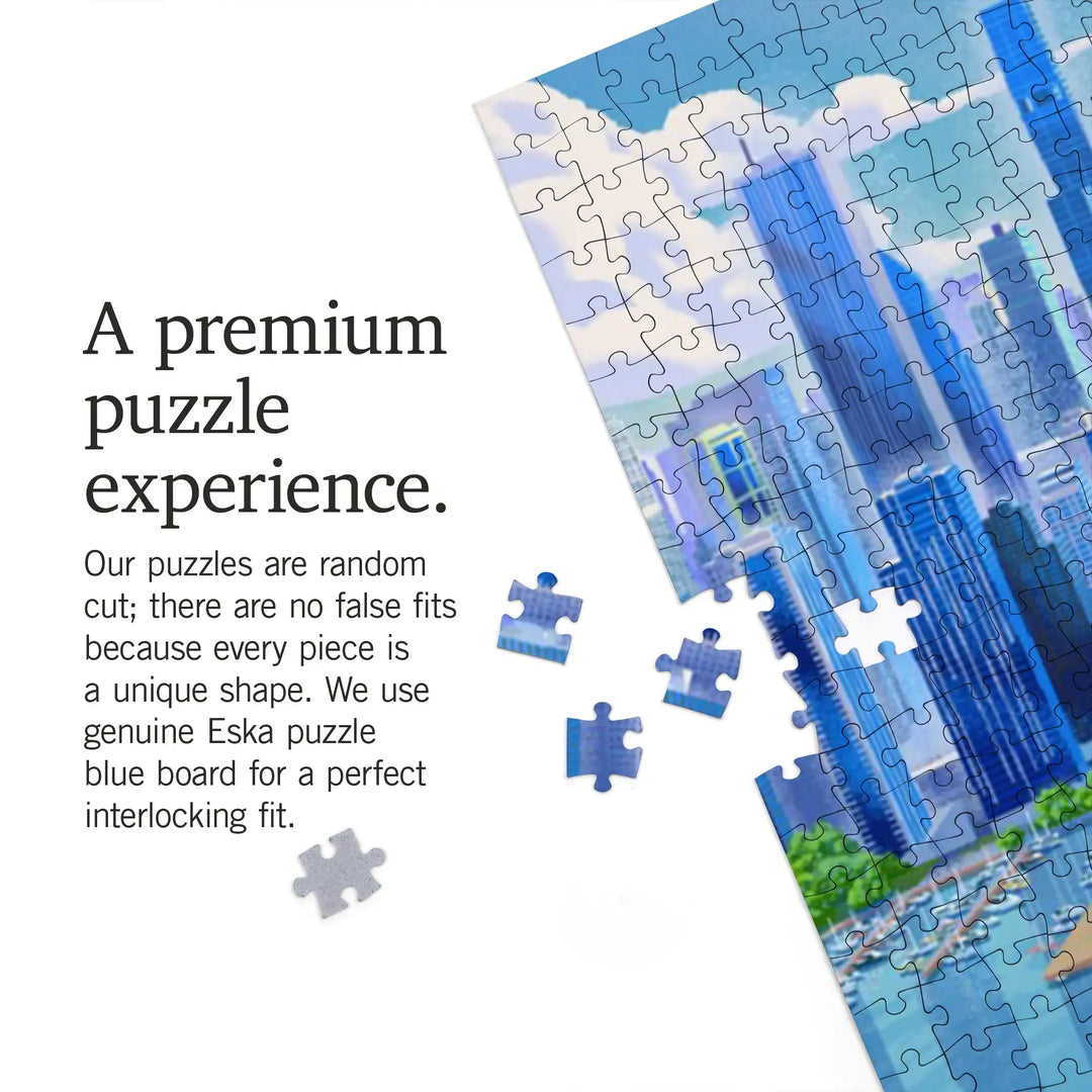 Chicago, Illinois, Lithograph City Series, Jigsaw Puzzle