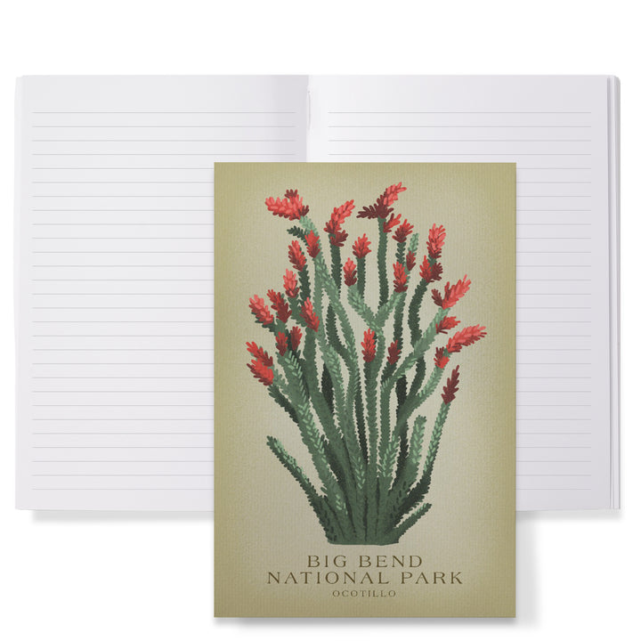Lined 6x9 Journal, Big Bend National Park, Ocotillo, Vintage Flora, Lay Flat, 193 Pages, FSC paper