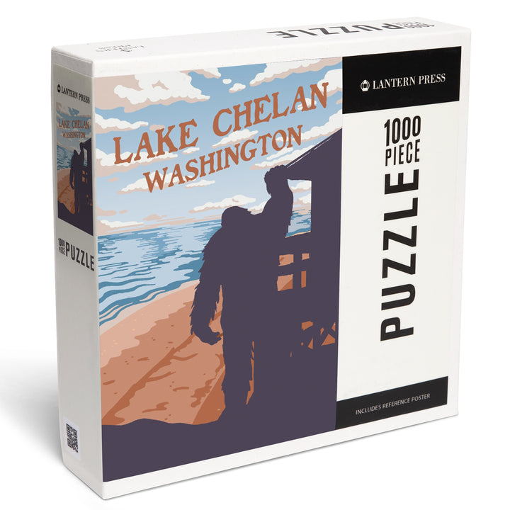 Lake Chelan, Washington, Bigfoot WPA Style, Jigsaw Puzzle
