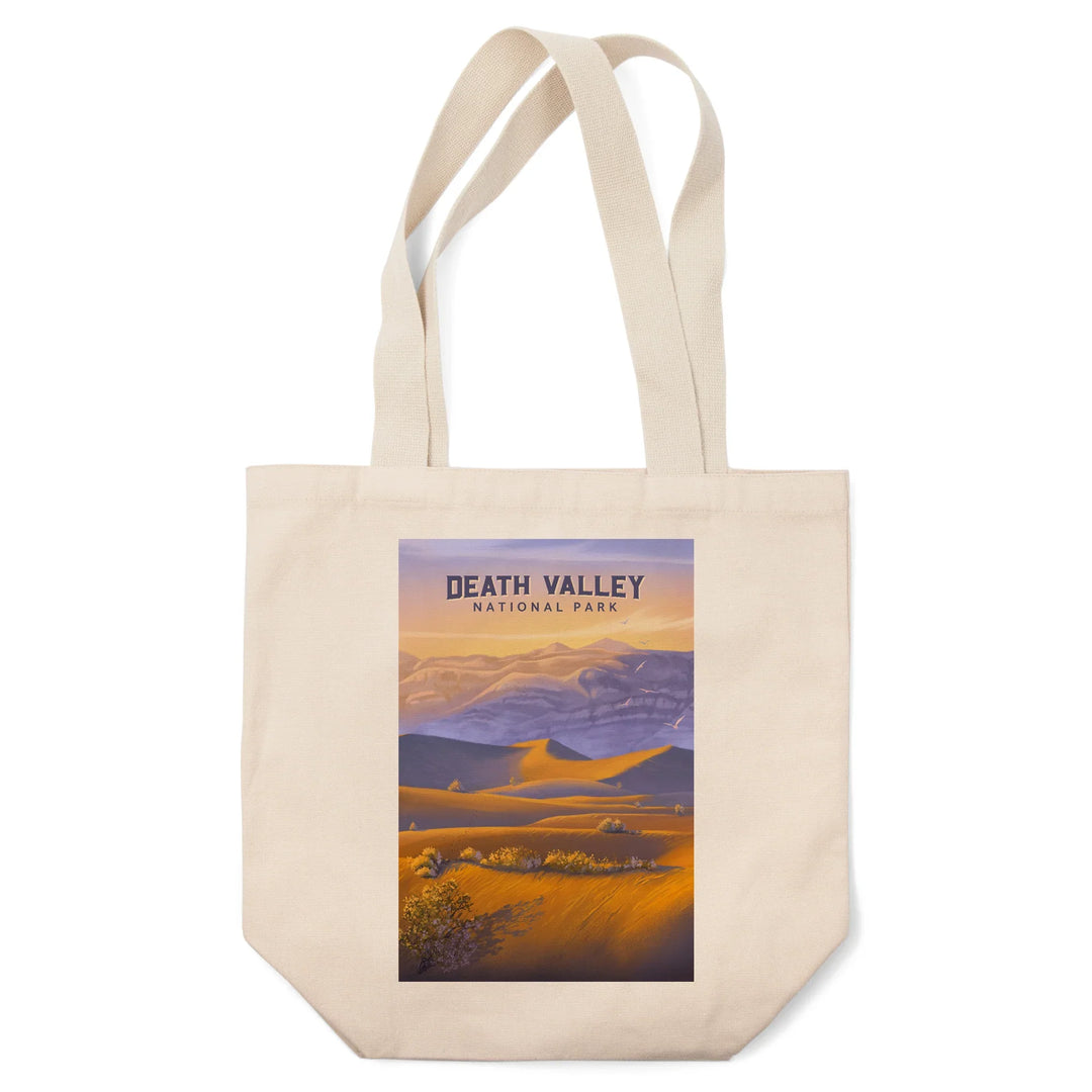 Death Valley National Park, California, Sand Dune Sunset, Oil Painting, Tote Bag
