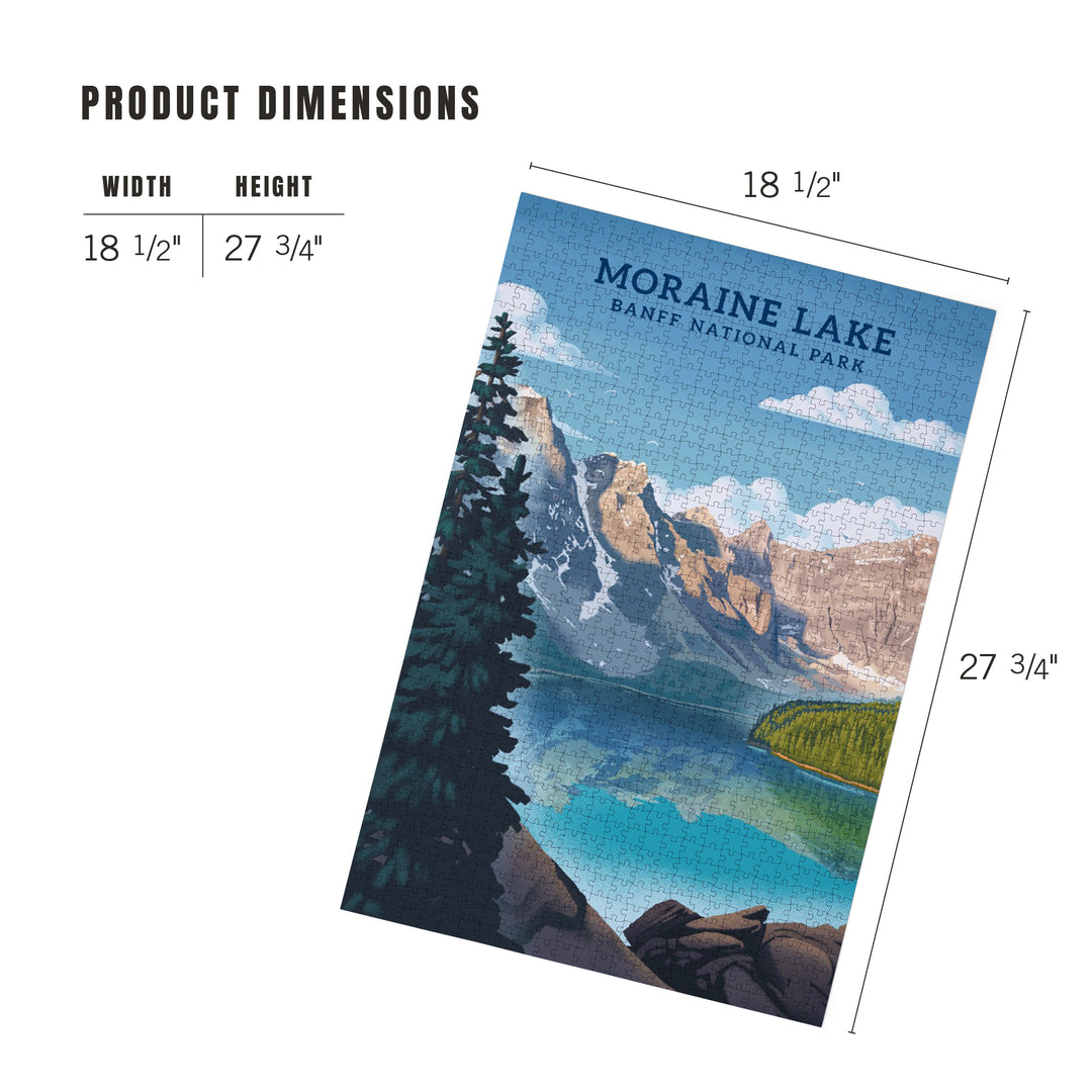 Banff National Park, Canada, Lithograph, Moraine Lake, 1000 Piece Jigsaw Puzzle