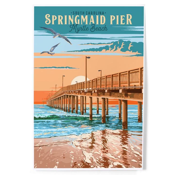 Myrtle Beach, South Carolina, Painterly, Springmaid Pier, Art & Giclee Prints