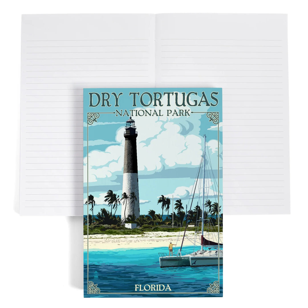 Lined 6x9 Journal, Dry Tortugas National Park, Florida, Lighthouse, Painterly Series, Lay Flat, 193 Pages, FSC paper