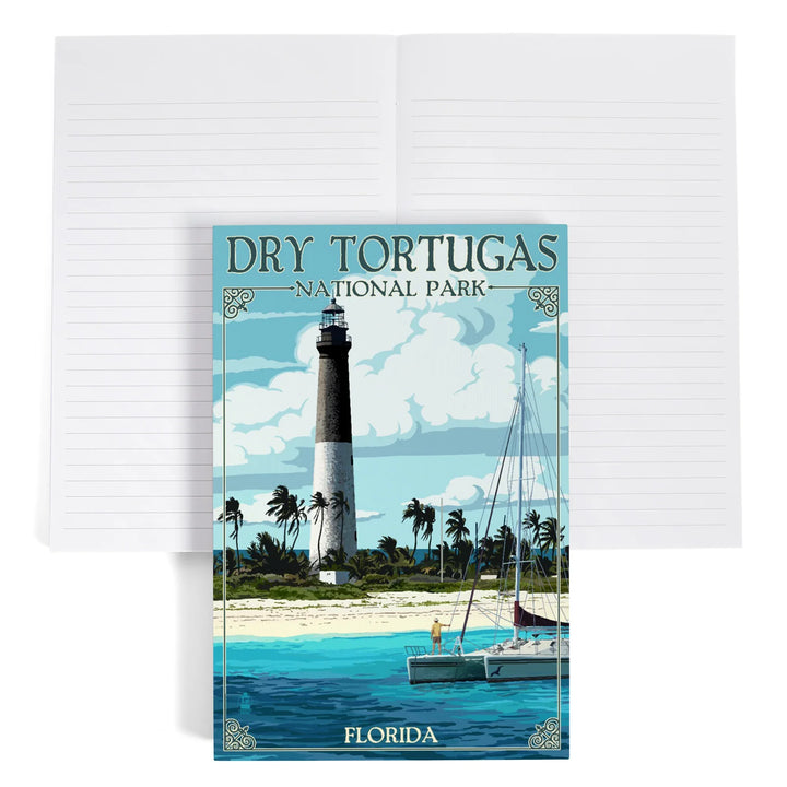 Lined 6x9 Journal, Dry Tortugas National Park, Florida, Lighthouse, Painterly Series, Lay Flat, 193 Pages, FSC paper