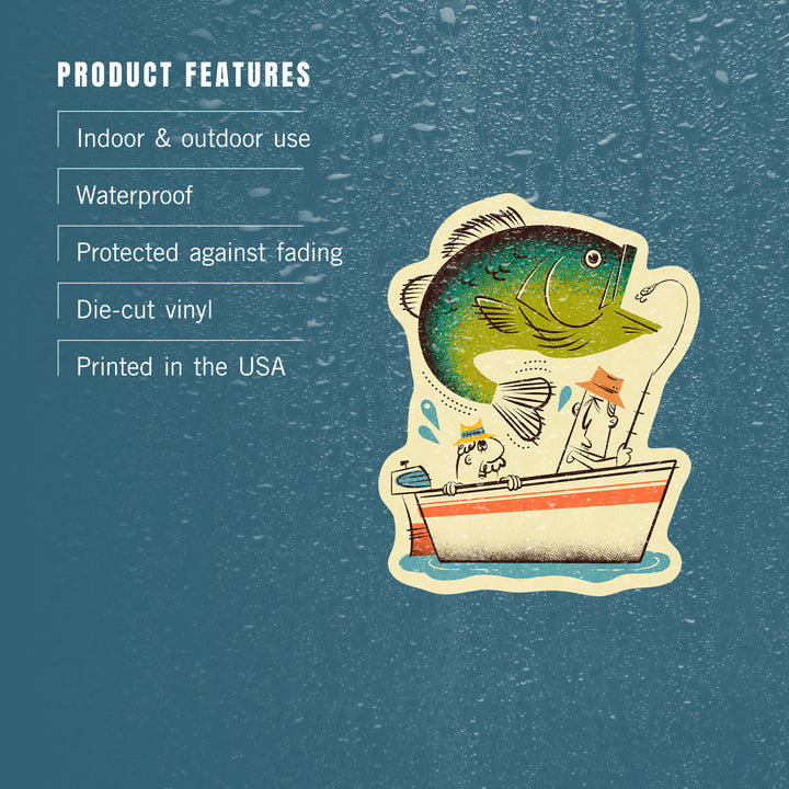 Midcentury, Bass Fishing, Vinyl Sticker