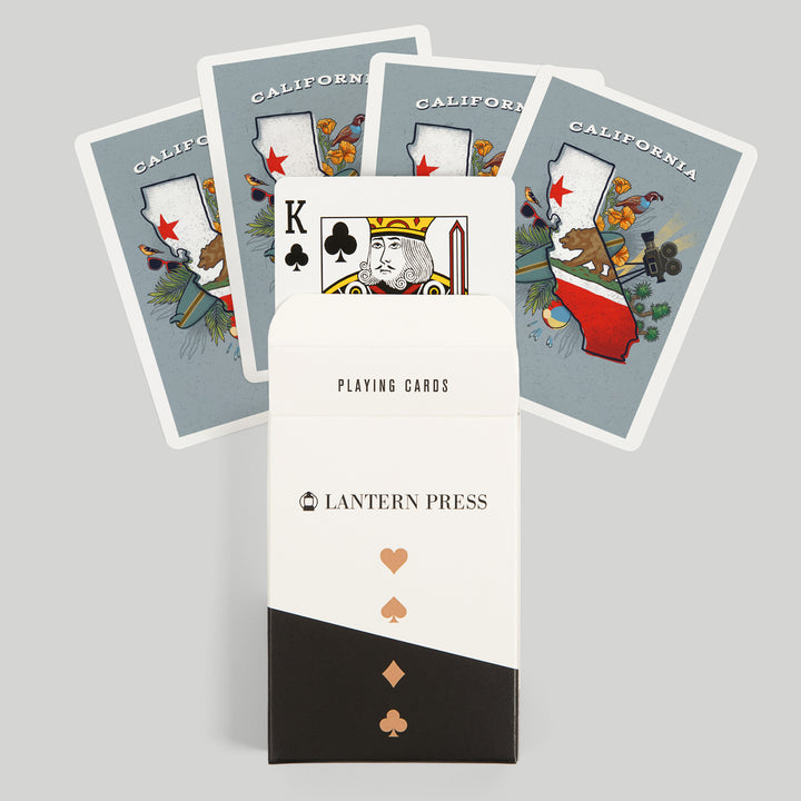 Playing Cards, California, State Treasure Trove, 52 Card Deck with Jokers in Box, Unique Art