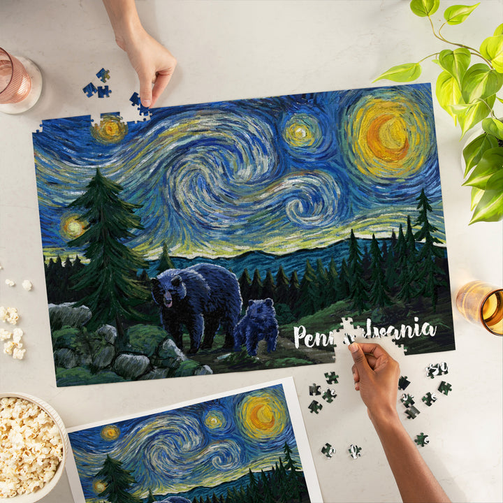 Pennsylvania, Starry Night, Bear and Cub, Jigsaw Puzzle