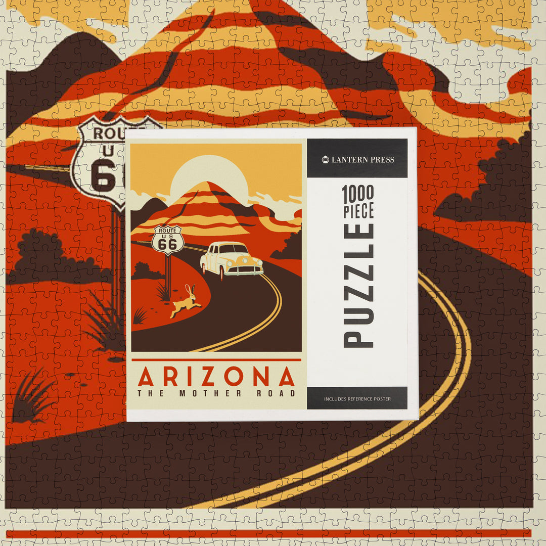 Arizona, Route 66, Mother Road, Simplified, Jigsaw Puzzle