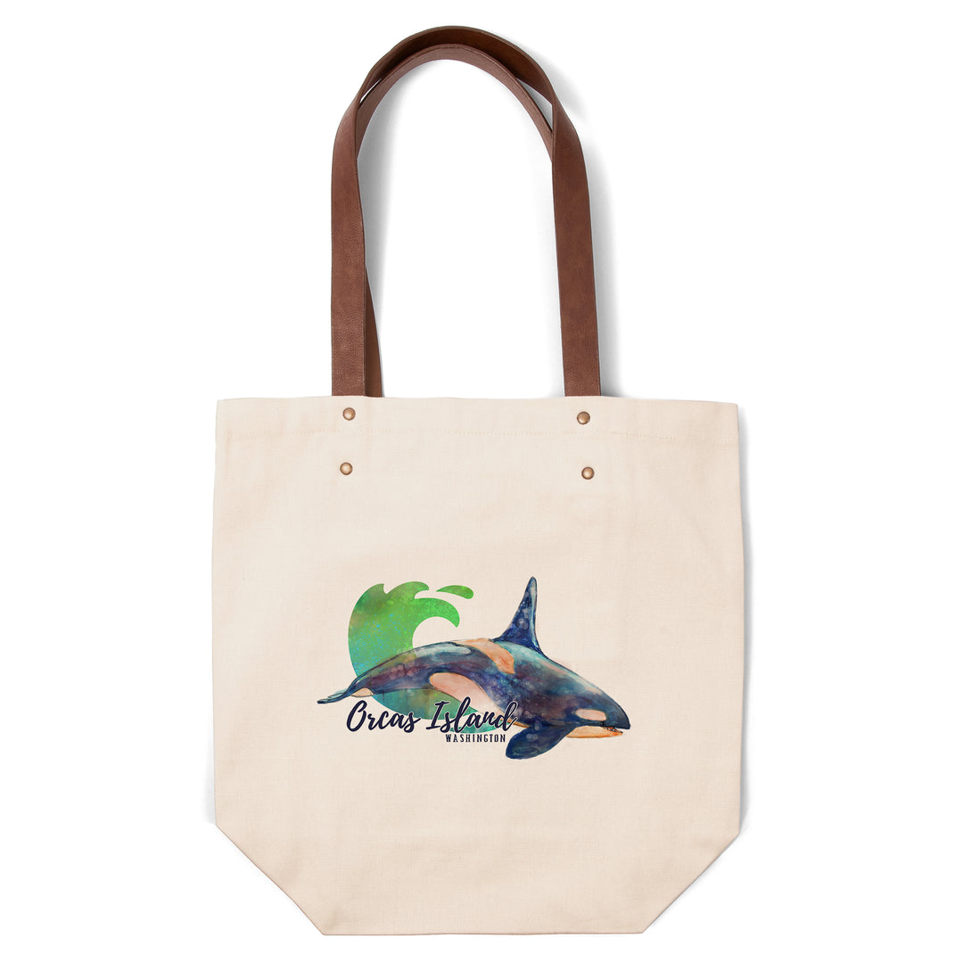 Orcas Island, Washington, Orca, Watercolor, Contour, Lantern Press Artwork, Accessory Go Bag