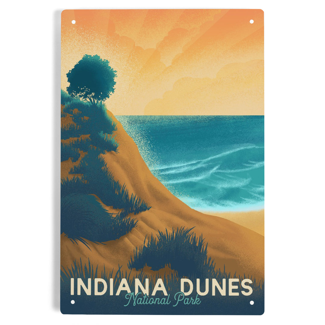 Indiana Dunes National Park, Indiana, Lithograph National Park Series, Metal Signs