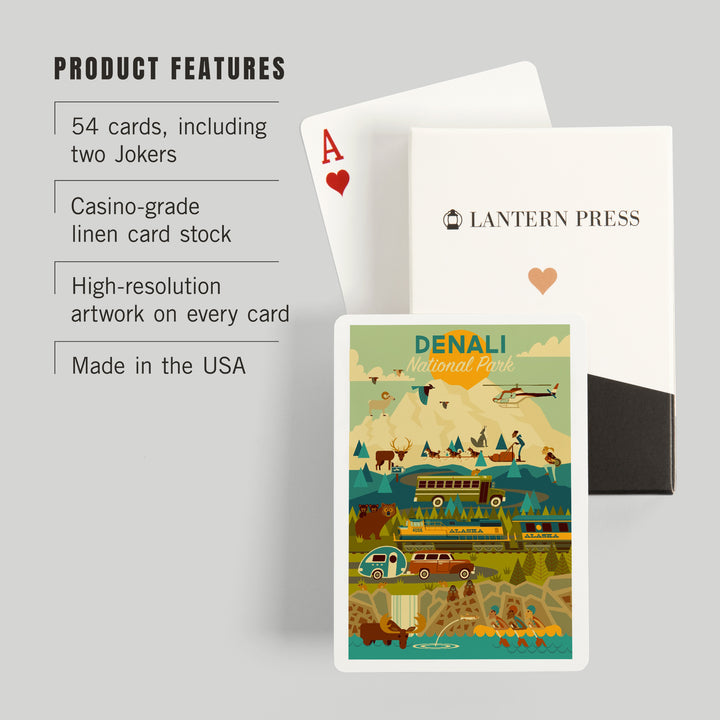 Playing Cards, Denali National Park and Preserve, Geometric National Park Series, 52 Card Deck with Jokers in Box, Unique Art