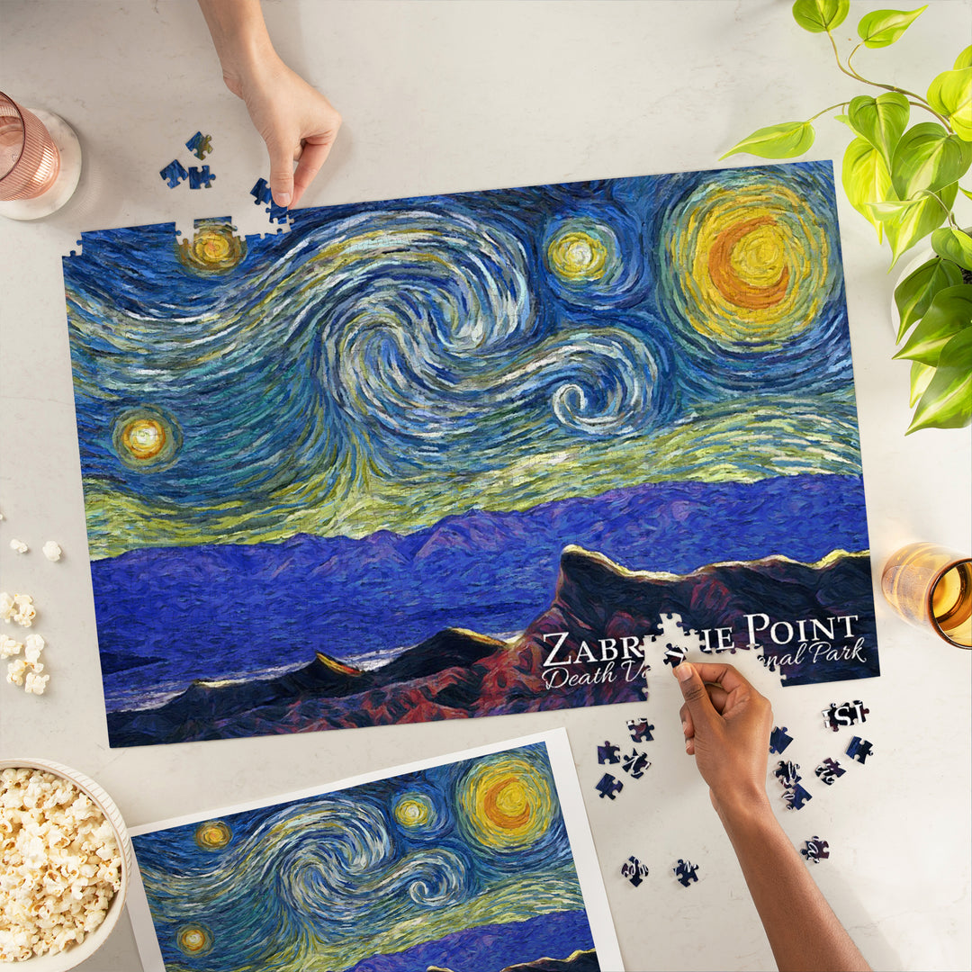 Zabriskie Point, Death Valley National Park, California, Starry Night, Jigsaw Puzzle