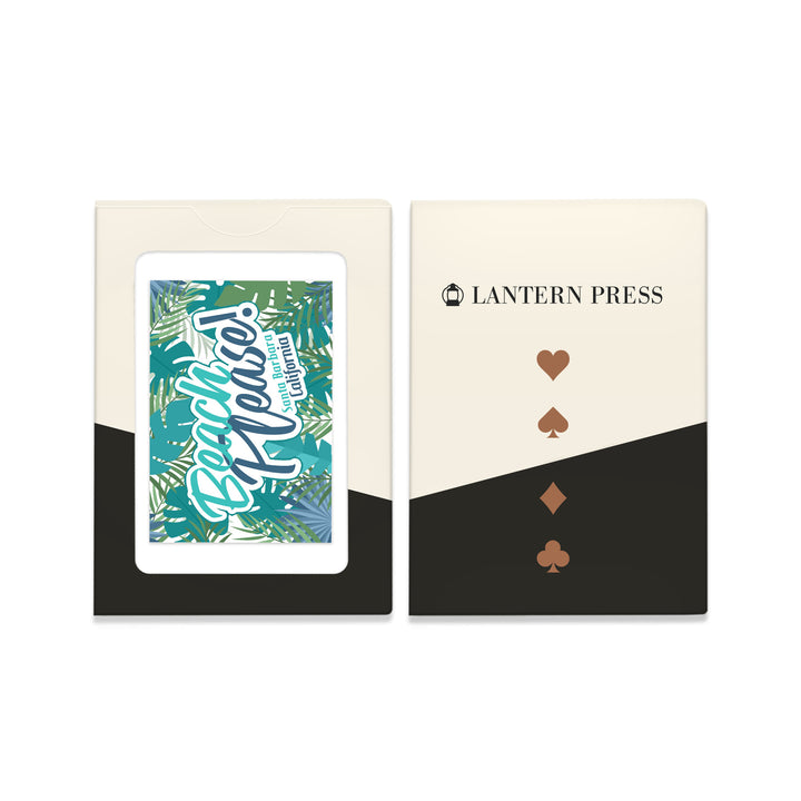 Playing Cards, Santa Barbara, California, Beach Please, Tropical Fronds and Leaves, 52 Card Deck with Jokers in Box, Unique Art
