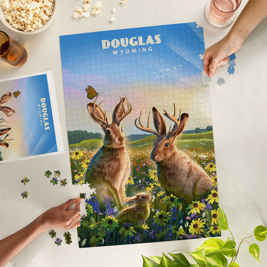 Douglas, Wyoming, Lithograph, Jackalope, 1000 Piece Jigsaw Puzzle
