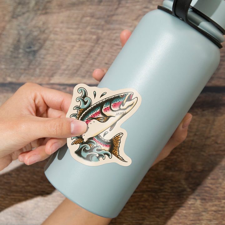 American Traditional, Trout Fishing, Vinyl Sticker