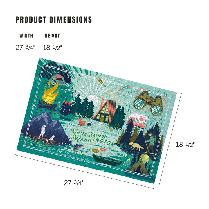 White Salmon, Washington, Lake Life Series, Collage, Landscape With Mountain, 1000 Piece Jigsaw Puzzle