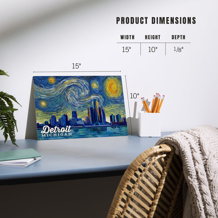 Detroit, Michigan, Starry Night Series, Wood Sign and Postcards