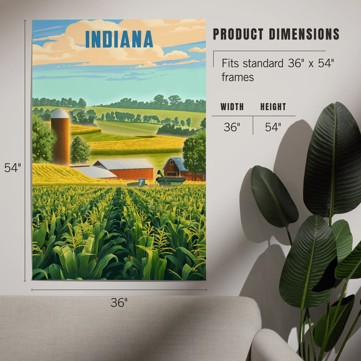 Indiana, Lithograph, Corn Harvest, Art & Giclee Prints