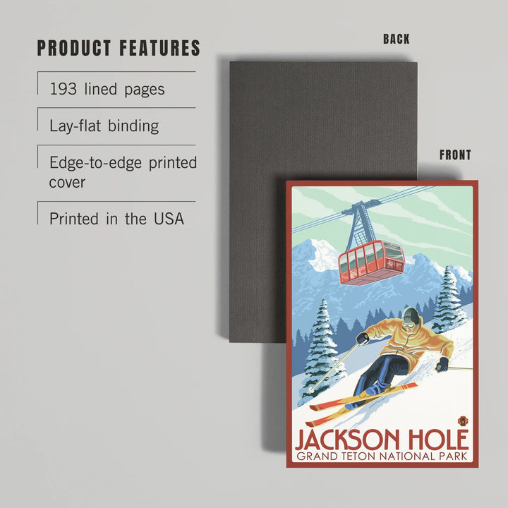 Lined 6x9 Journal, Jackson Hole, Wyoming, Grand Teton National Park, Skiing, Lay Flat, 193 Pages, FSC paper