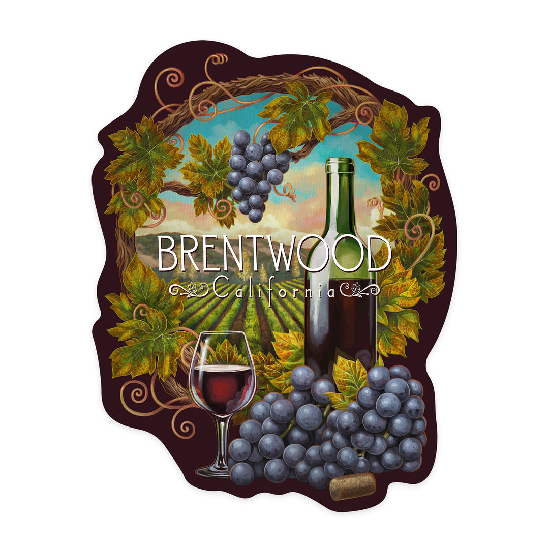 Brentwood, California, Merlot Wine Scene, Contour, Vinyl Sticker
